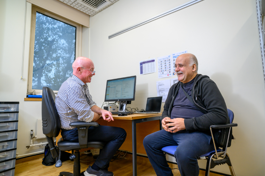 Bronchiectasis male clinician and patient